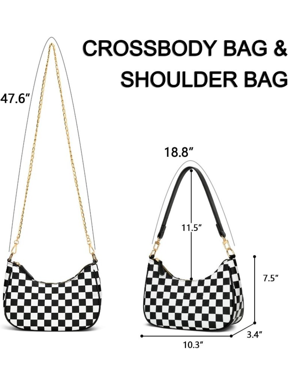 Women's Black&white Cute HandBags Retro Hobo Shoulder Clutch Underarm Purse - Picture 4 of 6